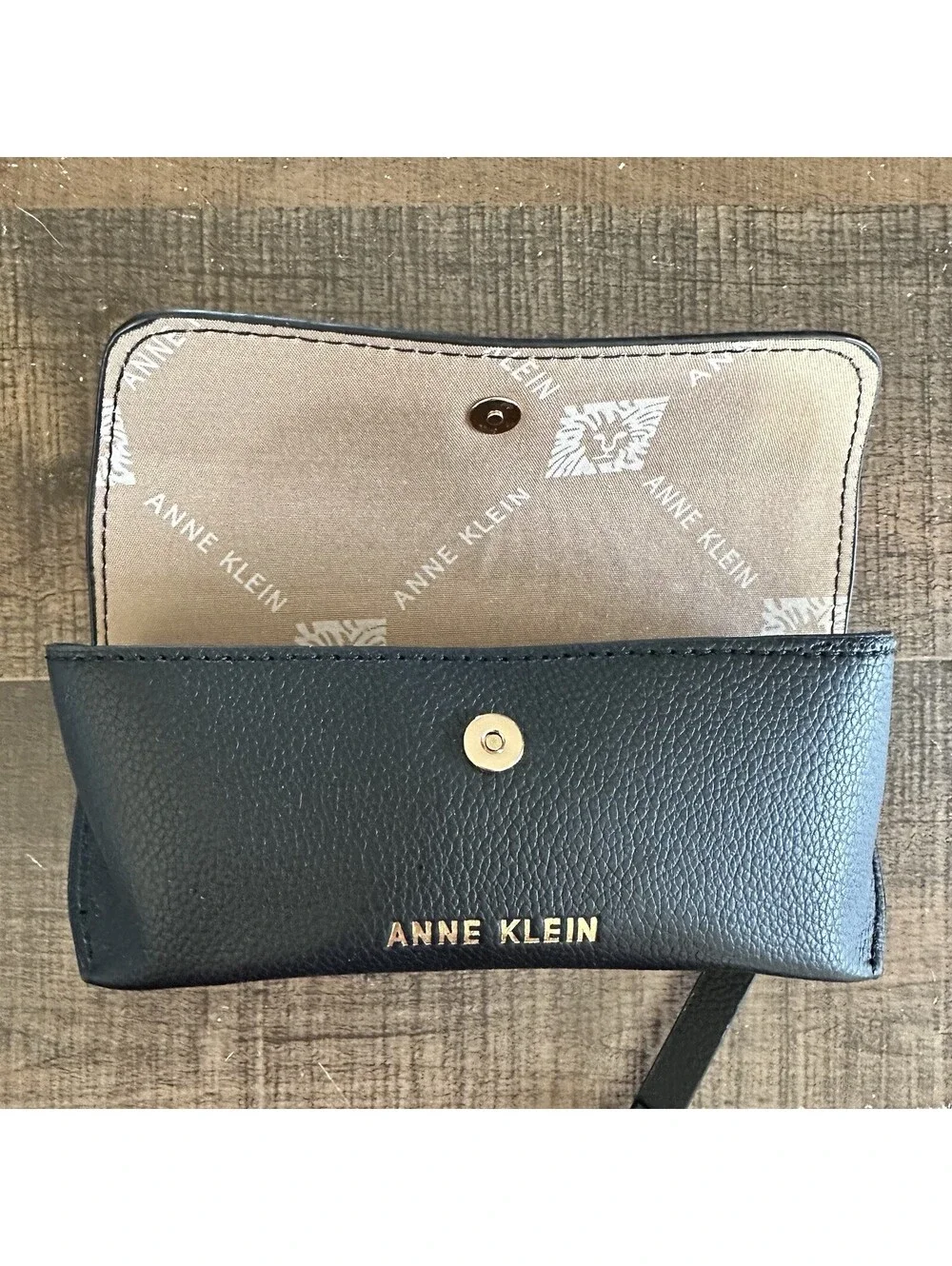 Anne Klein Black Wristlet and Glasses Case Set